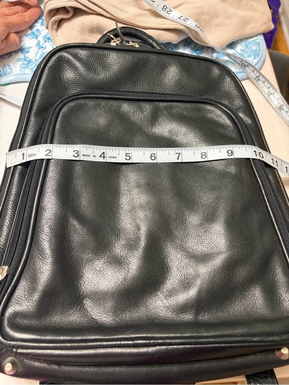 Vintage Black pebbled leather backpack purse